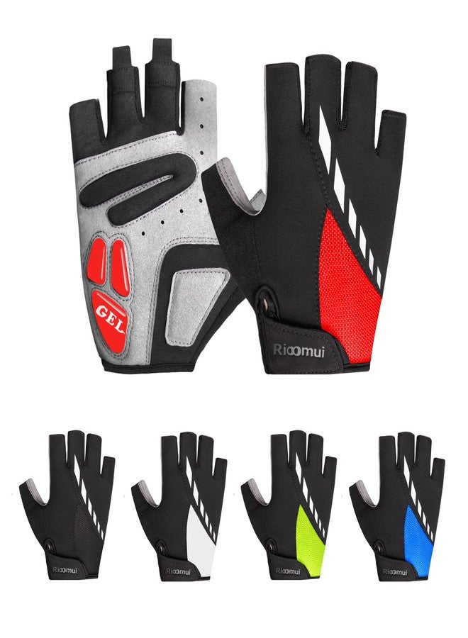 Rioomui Cycling Gloves,Gel Padded Bike Gloves for Men Cycling,Anti-Slip & Shock-Absorbing Lightweight & Breathable Design Road Bicycle Half Finger for Women 2503-Red-M - Image 1